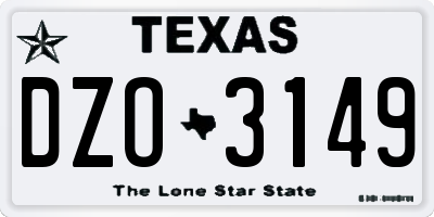 TX license plate DZO3149
