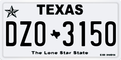 TX license plate DZO3150