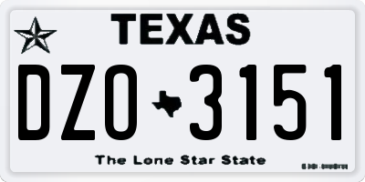 TX license plate DZO3151