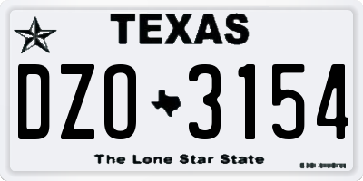 TX license plate DZO3154