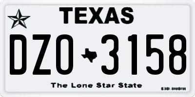 TX license plate DZO3158