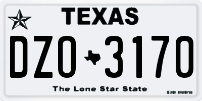 TX license plate DZO3170