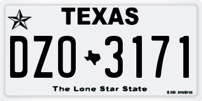 TX license plate DZO3171