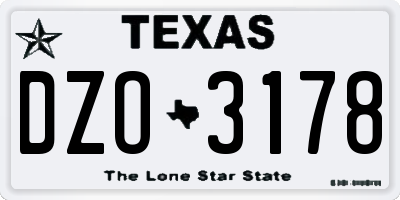 TX license plate DZO3178