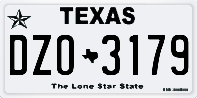 TX license plate DZO3179