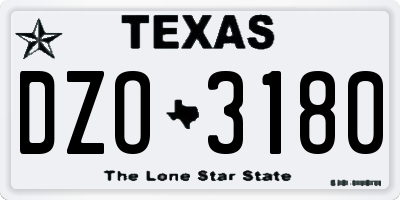 TX license plate DZO3180