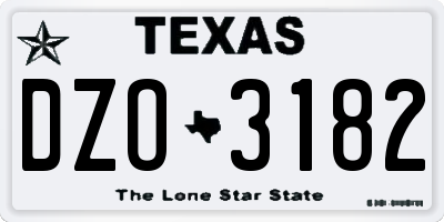 TX license plate DZO3182
