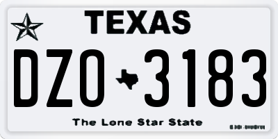 TX license plate DZO3183