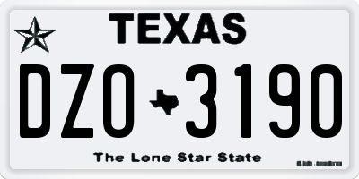 TX license plate DZO3190
