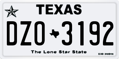 TX license plate DZO3192