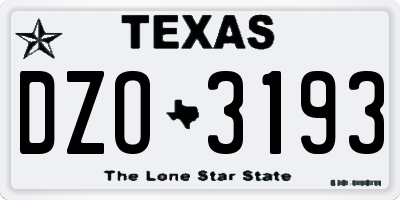 TX license plate DZO3193