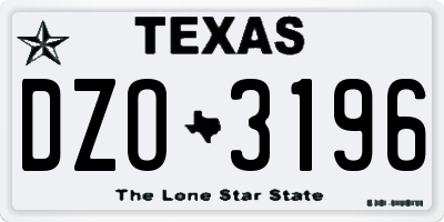 TX license plate DZO3196