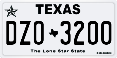 TX license plate DZO3200