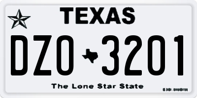 TX license plate DZO3201