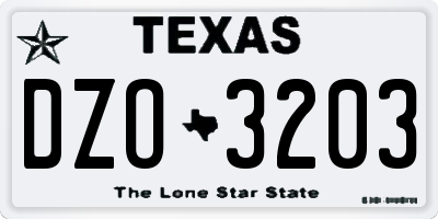TX license plate DZO3203