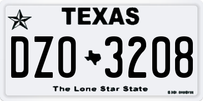 TX license plate DZO3208