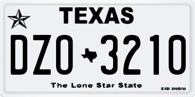 TX license plate DZO3210