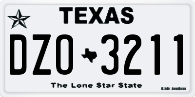 TX license plate DZO3211