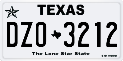 TX license plate DZO3212