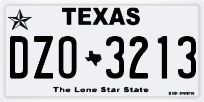 TX license plate DZO3213