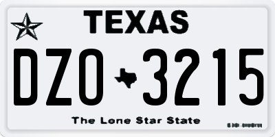 TX license plate DZO3215