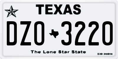 TX license plate DZO3220