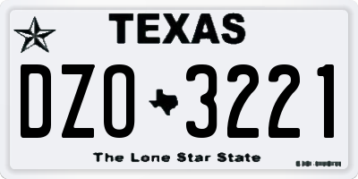 TX license plate DZO3221