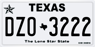 TX license plate DZO3222