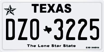 TX license plate DZO3225