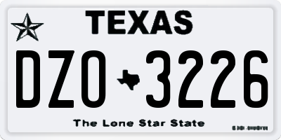 TX license plate DZO3226