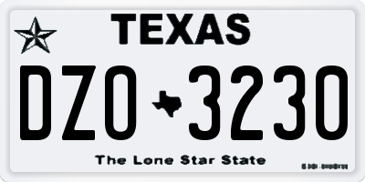 TX license plate DZO3230