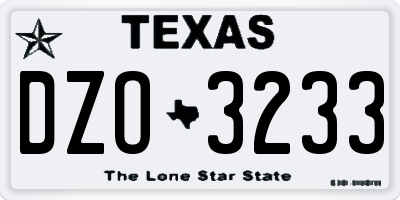 TX license plate DZO3233