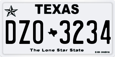 TX license plate DZO3234