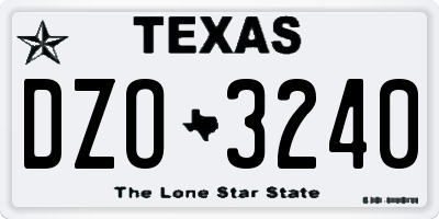 TX license plate DZO3240