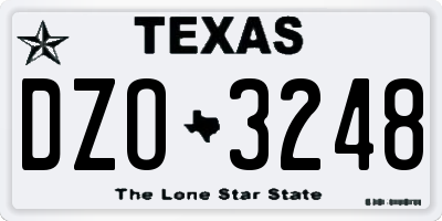 TX license plate DZO3248