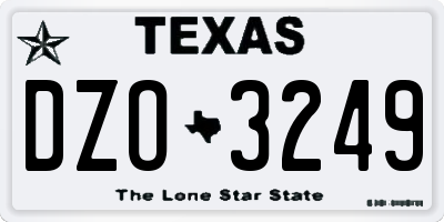 TX license plate DZO3249
