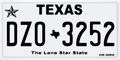 TX license plate DZO3252