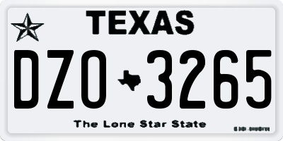 TX license plate DZO3265