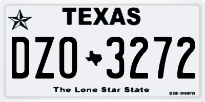 TX license plate DZO3272