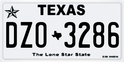 TX license plate DZO3286