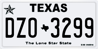 TX license plate DZO3299