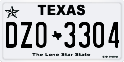 TX license plate DZO3304