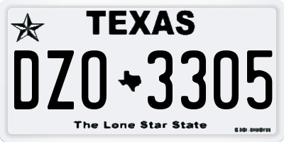 TX license plate DZO3305