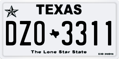TX license plate DZO3311