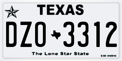 TX license plate DZO3312