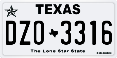 TX license plate DZO3316
