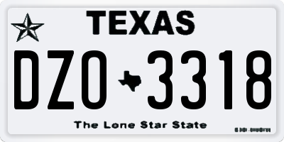 TX license plate DZO3318