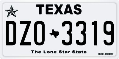 TX license plate DZO3319