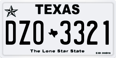 TX license plate DZO3321