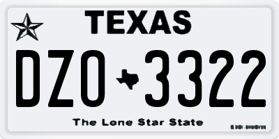 TX license plate DZO3322
